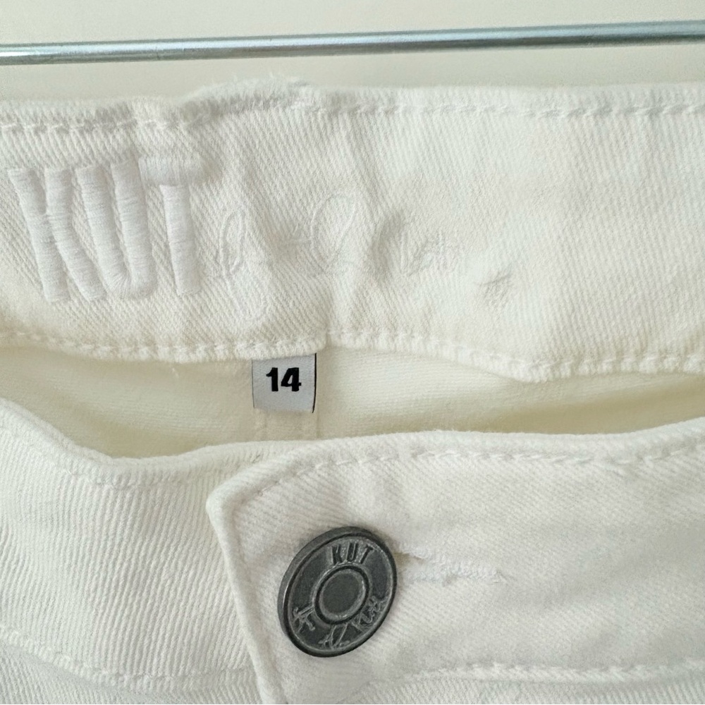 Kut from the Kloth White Raw Hem Flared Jeans 14 NWT - Picture 7 of 7